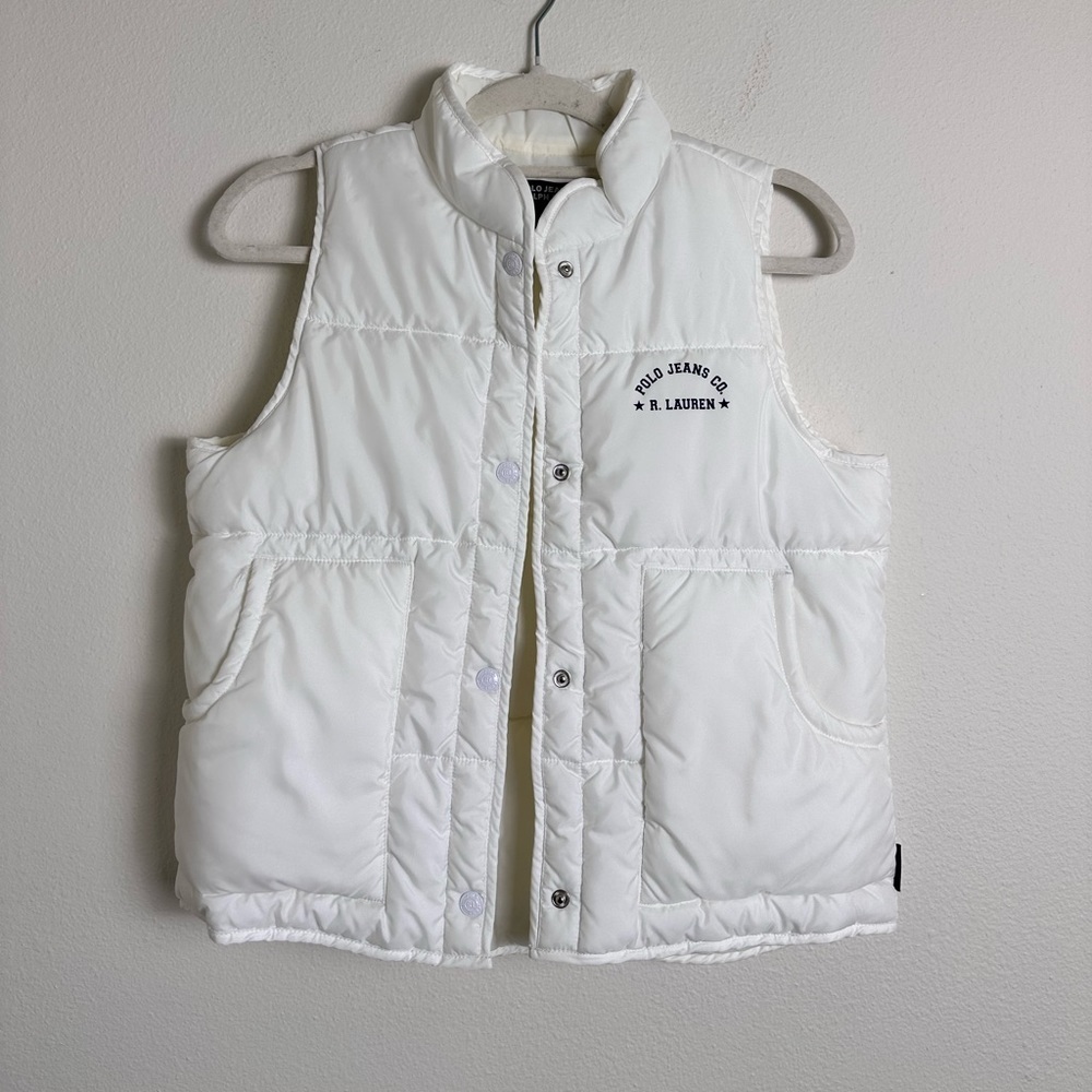 Polo Ralph Lauren white puffer quilted vest Y2K preppy S